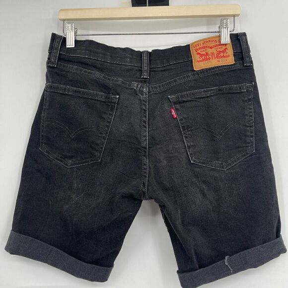 Levi’s Black Distressed 511 Slim Fit Sunshine Cuffed Denim Shorts Size 32 - Picture 3 of 6